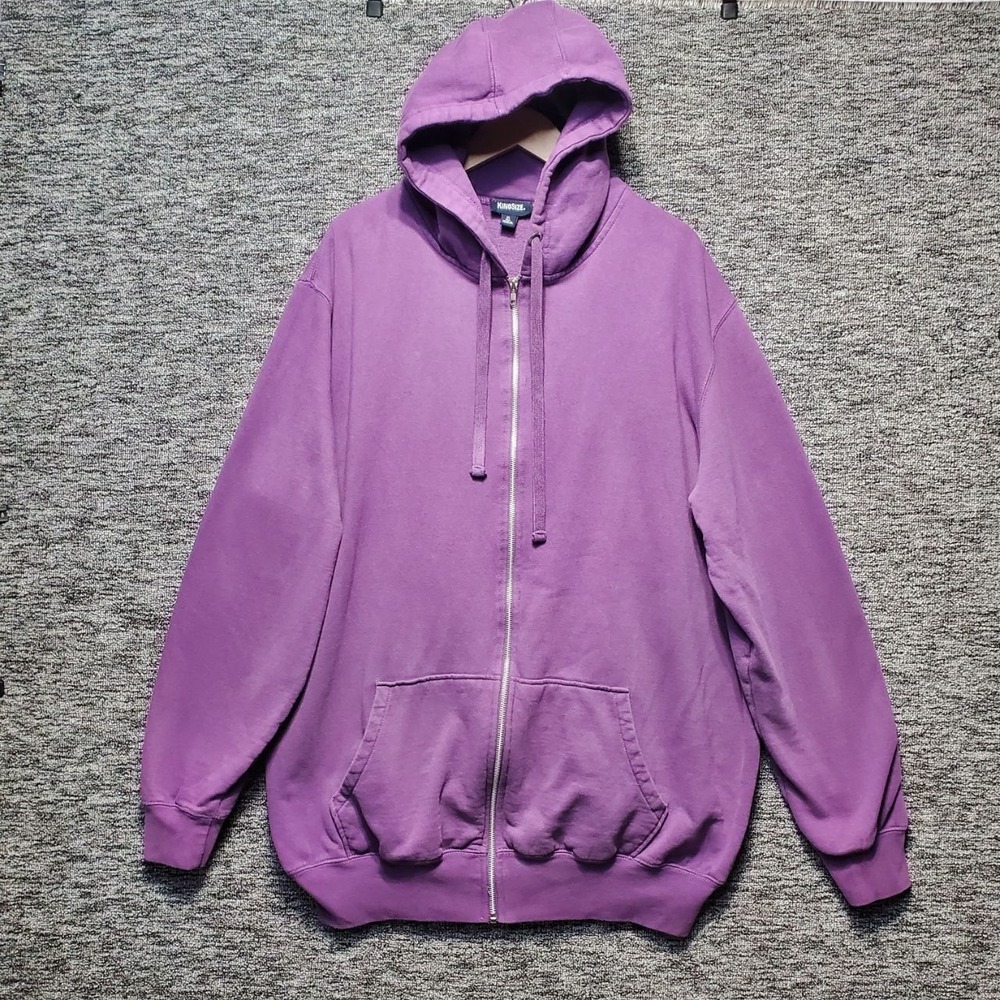 KingSize Mens XL Tall Purple Full Zip Fleece Hoodie Sweatshirt Big Tall